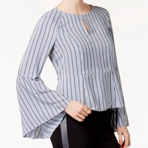 Barr III Bell Sleeve Keyhole Stripe Long Sleeve XS